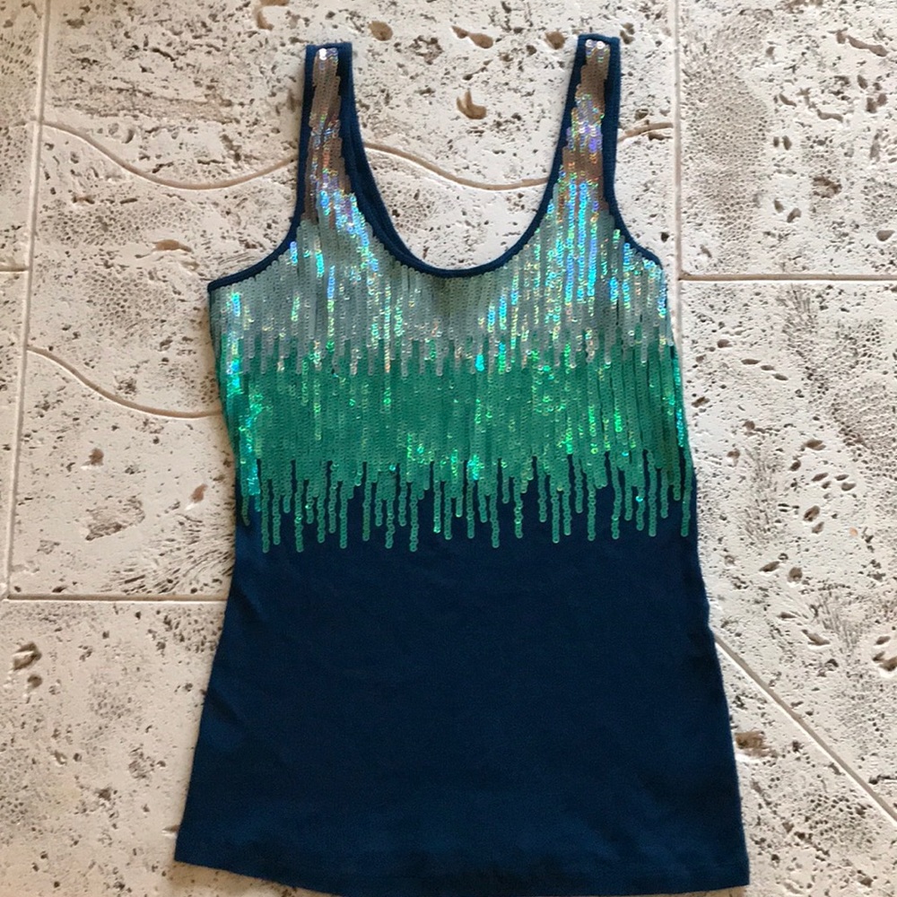 Women's L Express cotton w/ ombre sequins tank top